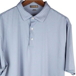 Peter Millar Summer Comfort Golf Polo Shirt XL Blue Pink Stripe Short Sleeve